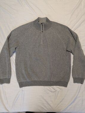 Amicale Ribbed Cashmer Quarter Zip Sweater, Size XXL, Grey